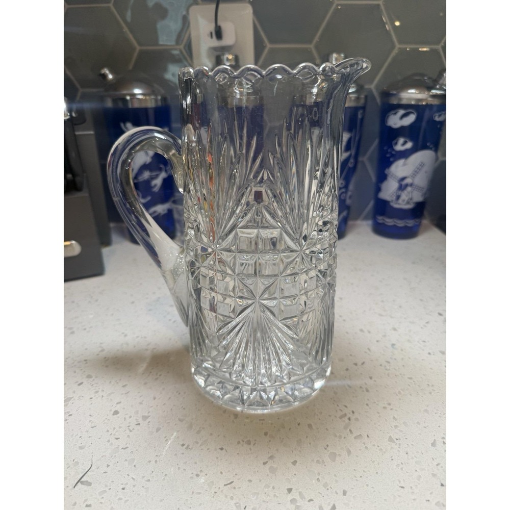 Westmoreland Speciality Heavy Block And Fan Priscilla Pitcher 1890s EAPG Glass